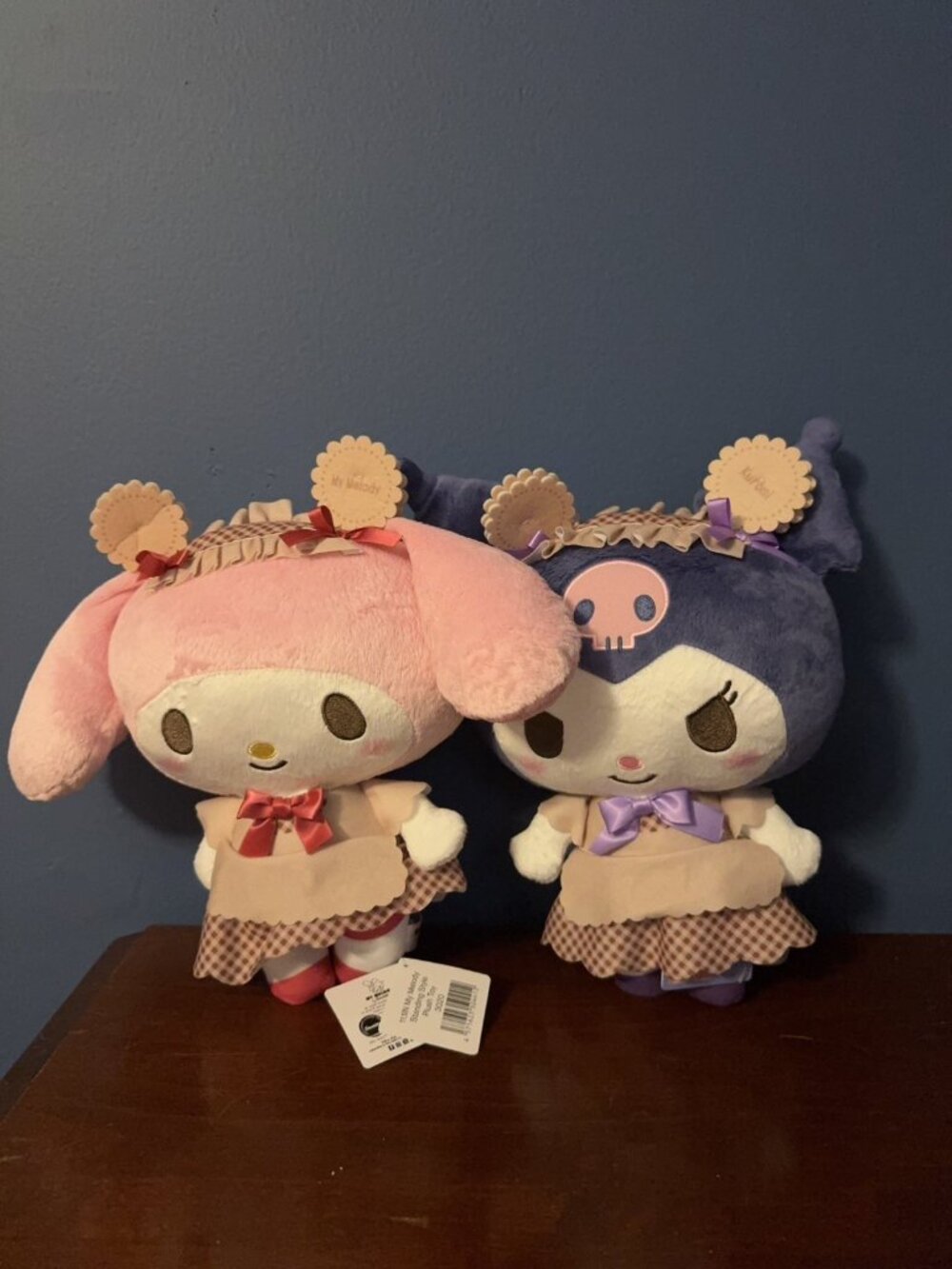 New 2 Sanrio 11” My Melody 12” Kuromi Round1 PLUSH NWT Standing Maid Cookie Set